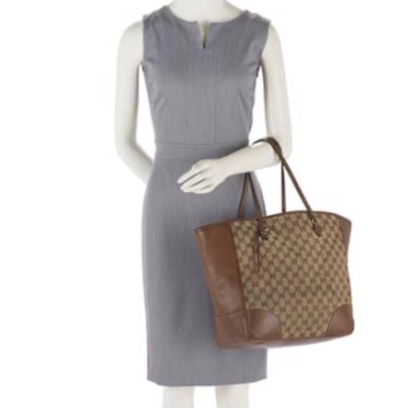 NEW Gucci Bree Canvas/Leather Beige-Ebony tote - Picture 13 of 16